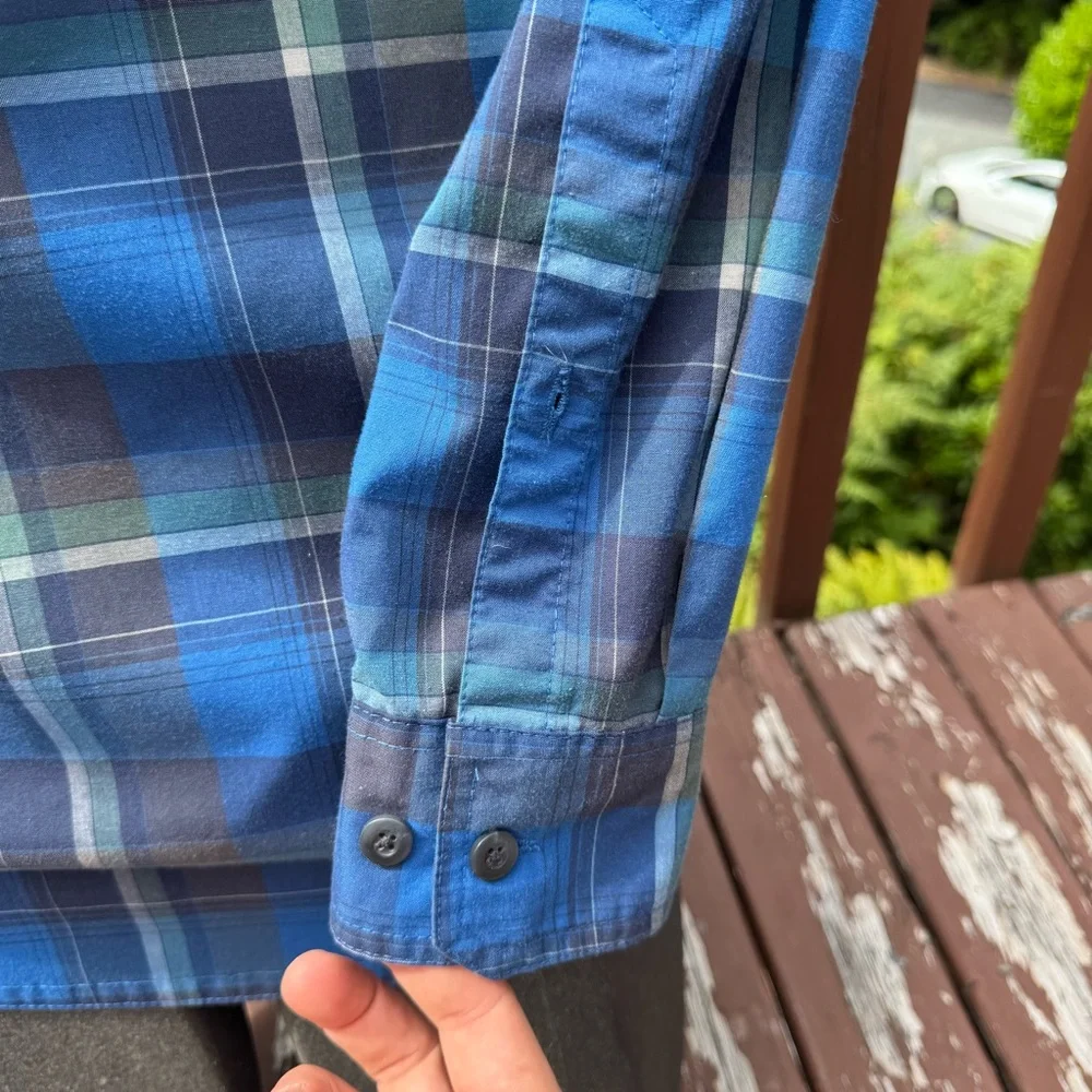 L.L. Bean Blue and Gray Plaid Shirt - Picture 6 of 7